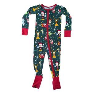 Little Sleepies Disney Christmas Party Zippy Pajamas Bamboo Size 18-24 Months